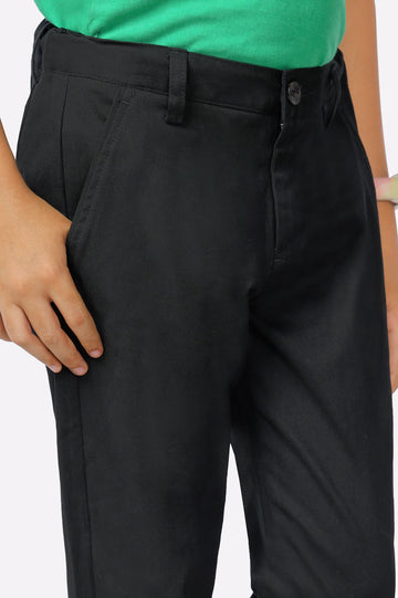 Black Relaxed Fit Cotton Chino