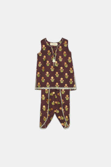 Brown Printed Infant 2PC