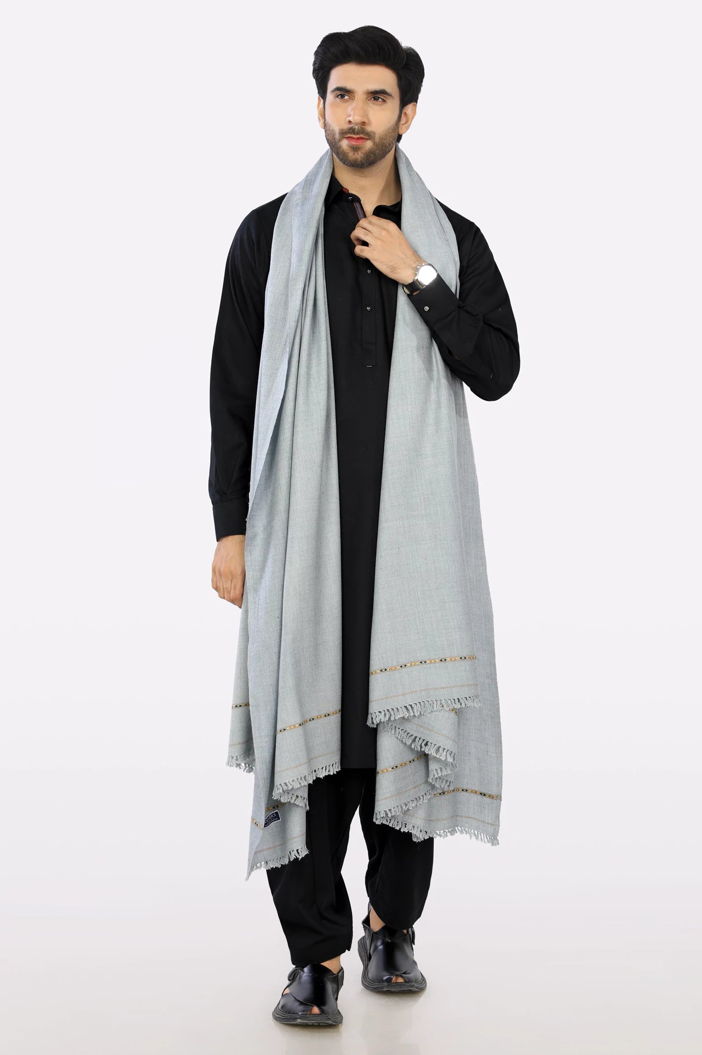 Grey Woolen Shawl for Mens – Diners Pakistan