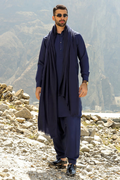 Men Blue Pashmina Cashmere Shawl Men Blue Pashmina Cashmere Shawl