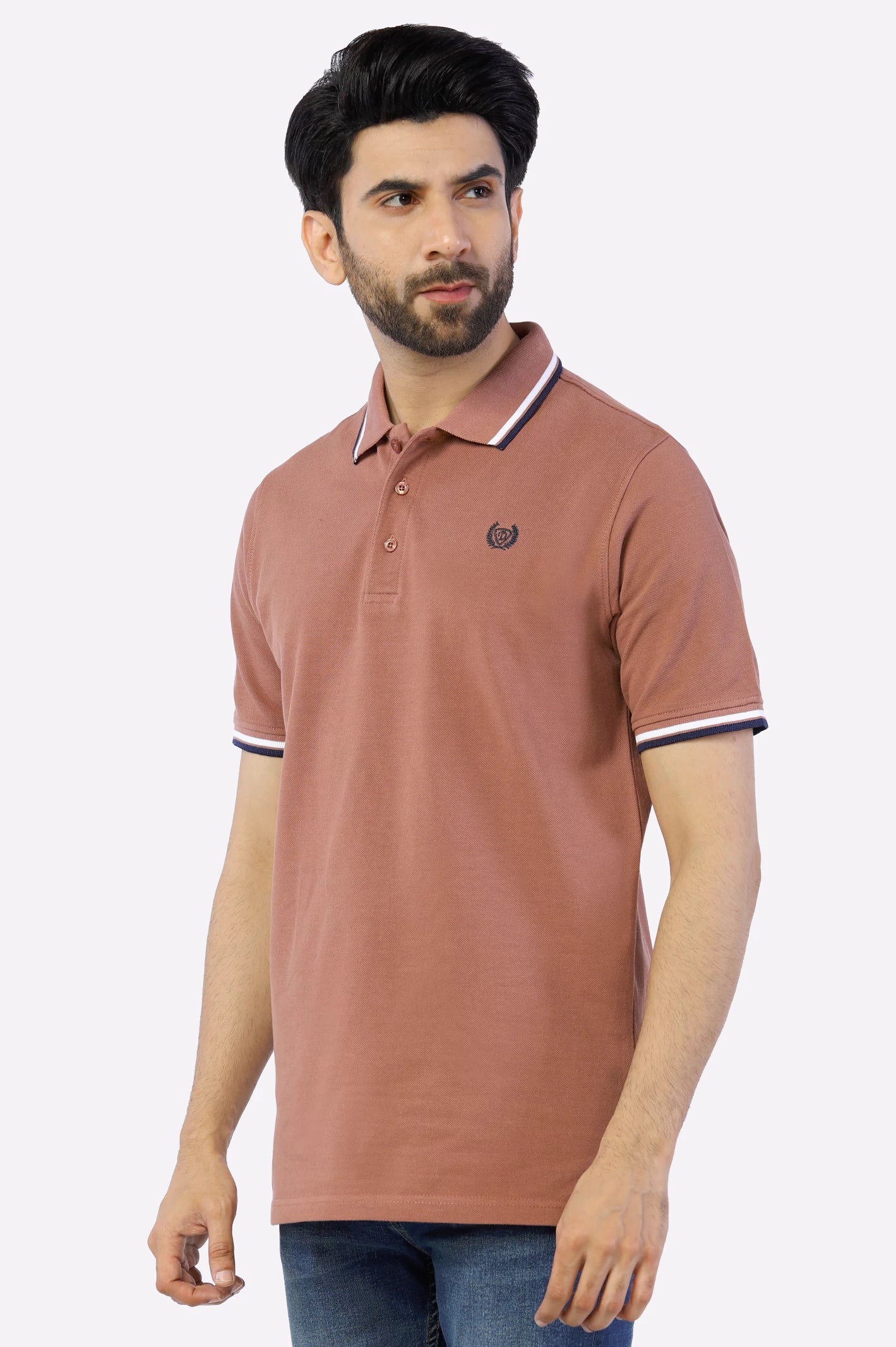 Brown Jacquard Collar Polo From Diners
