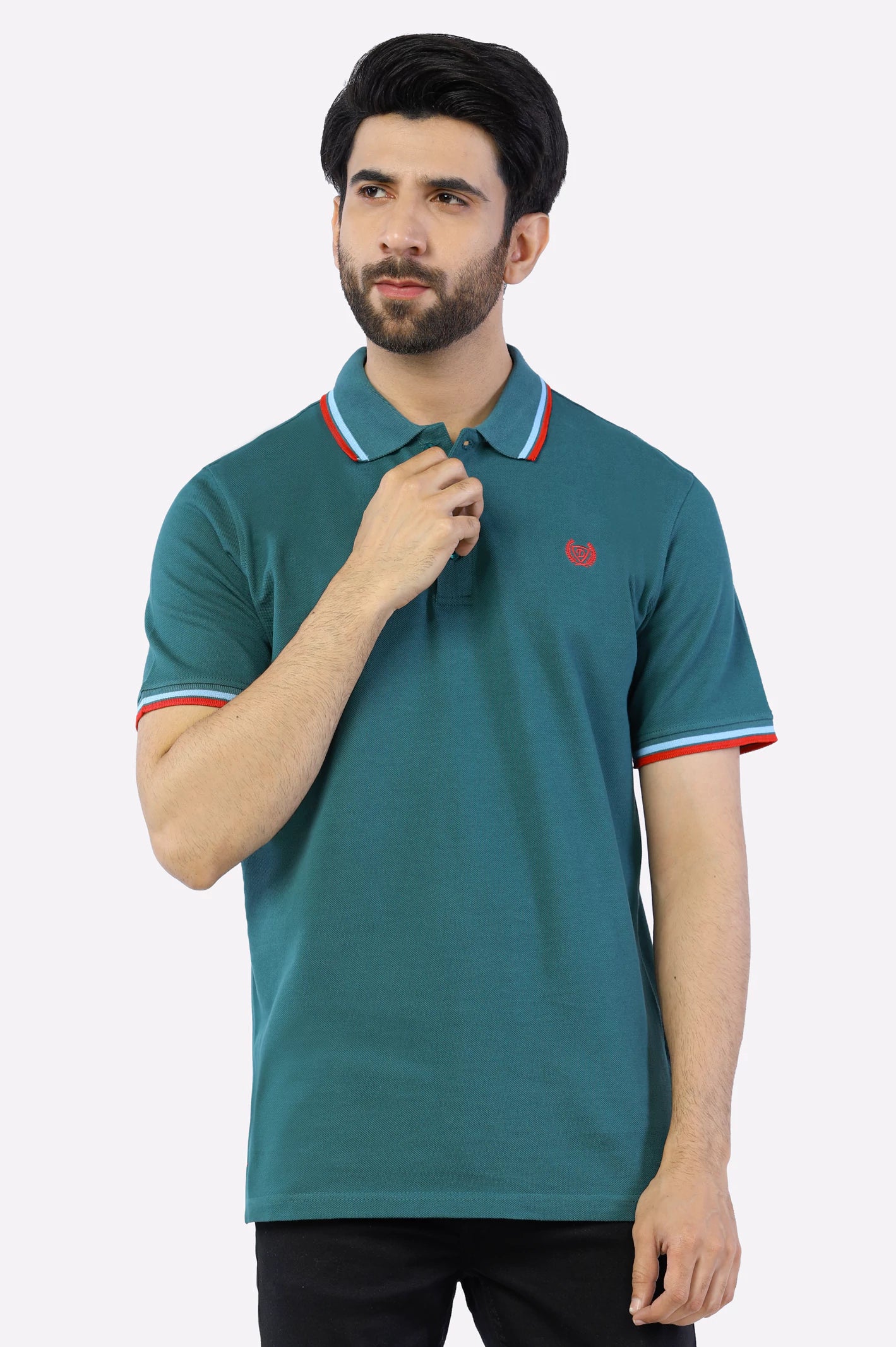Green Jacquard Collar Polo From Diners