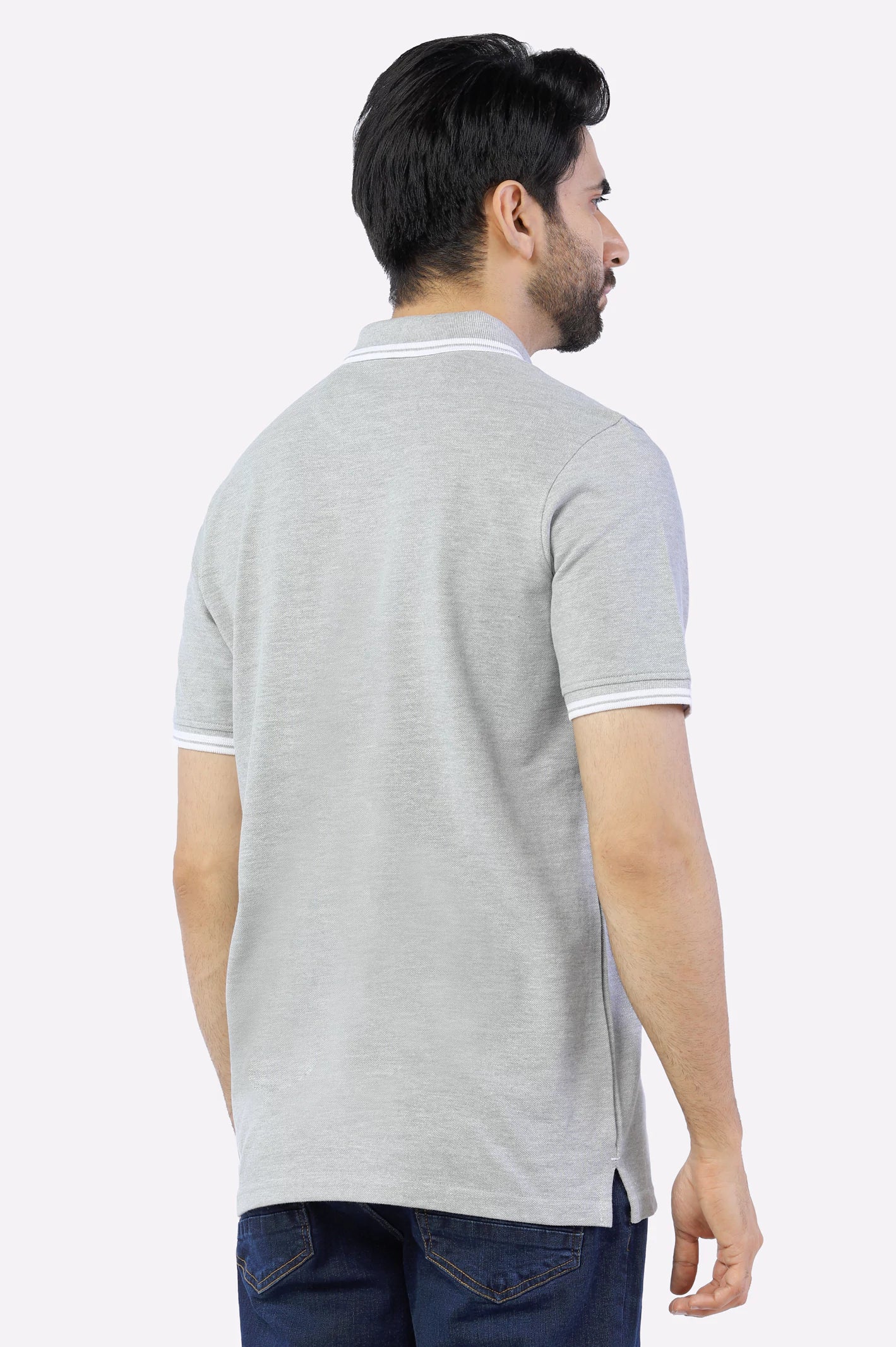 Heather Grey Jacquard Collar Polo From Diners