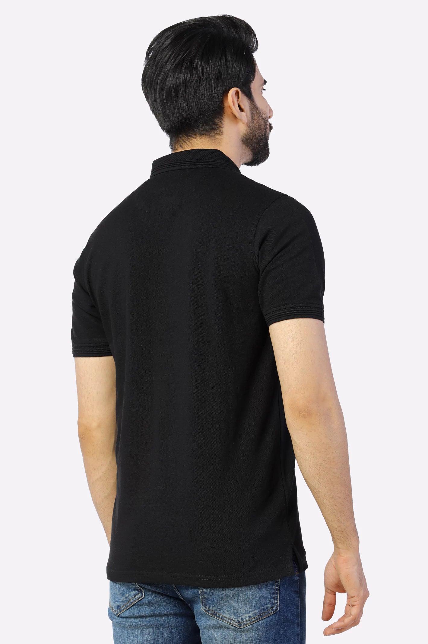 Black Jacquard Collar Polo From Diners