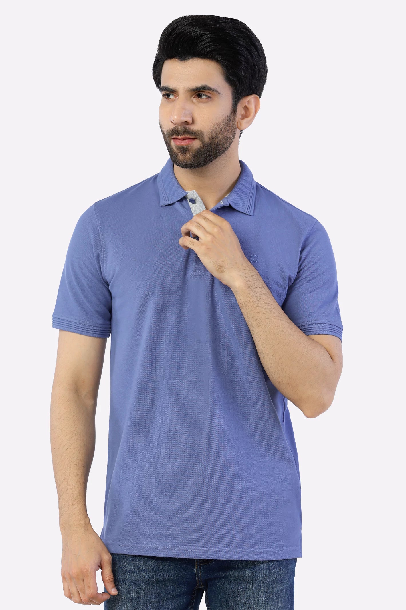 Purple Jacquard Collar Polo From Diners