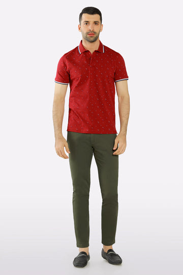Red All Over Printed Polo