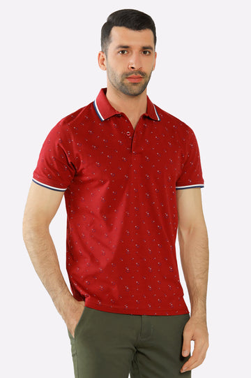 Red All Over Printed Polo