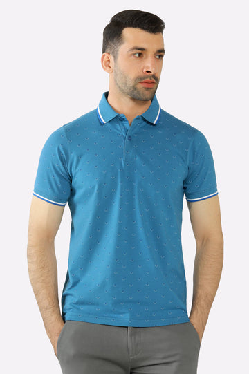 Blue All Over Printed Polo