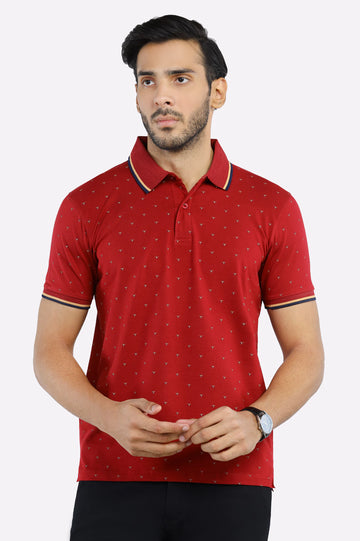 Red All Over Printed Polo