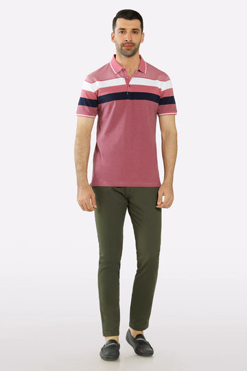 Pink Yarn Dyed Polo