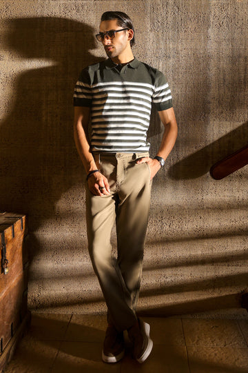 Green Flat Knit Polo