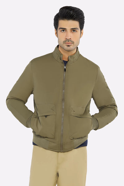 Men’s Stand Collar Multi-Pockets Olive Jacket Men’s Stand Collar Multi-Pockets Olive Jacket