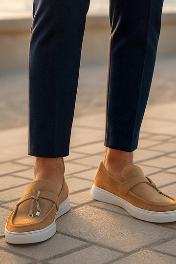 Suede Leather Tassel Loafers