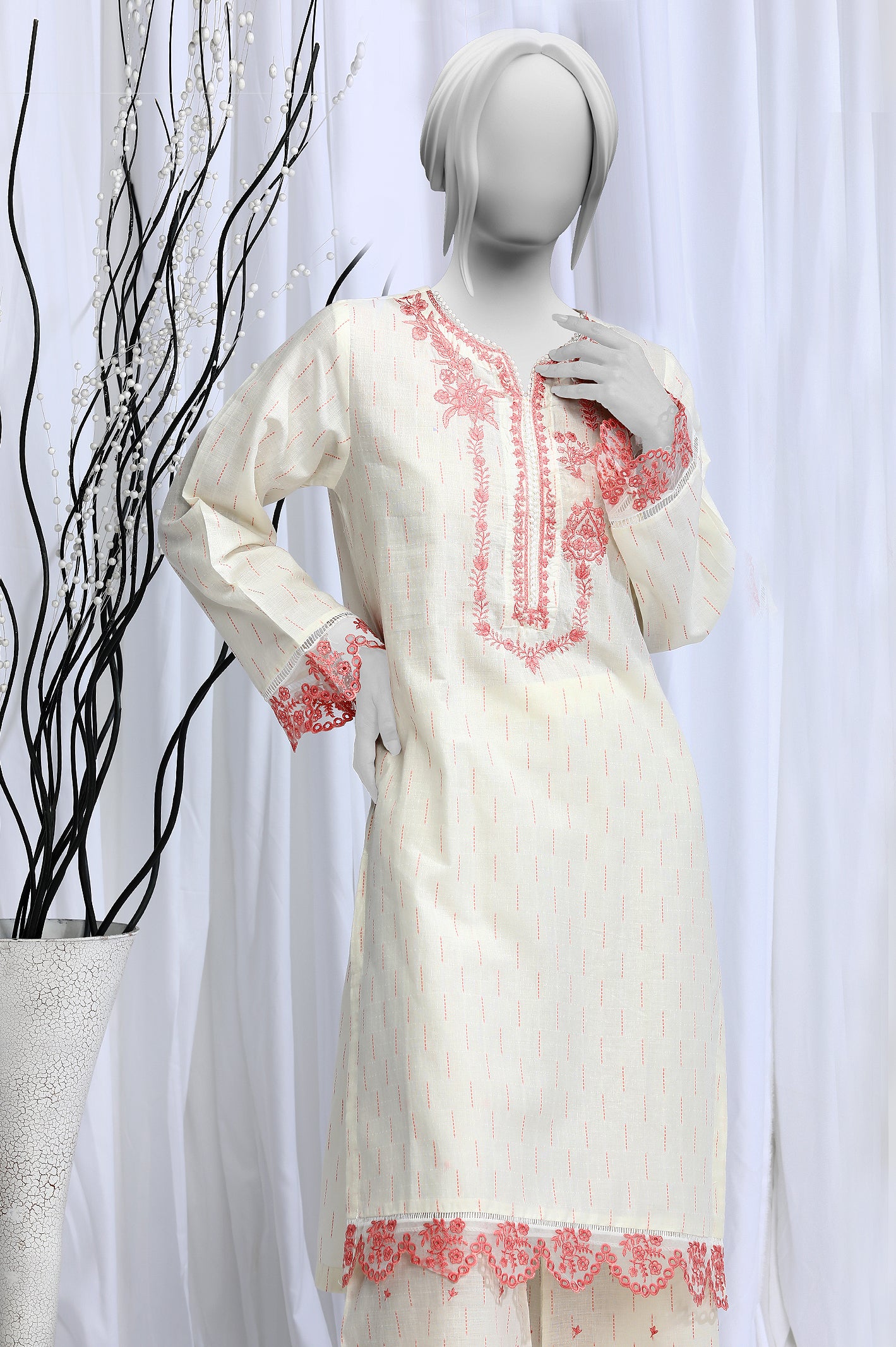 2PC Jacquard Cream Suit From Diners