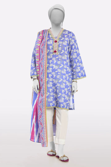 Blue Printed Kurti With Dupatta From Sohaye By Diners