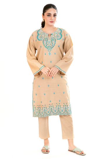 Beige Embroidered 2PC