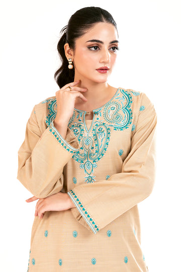 Beige Embroidered 2PC