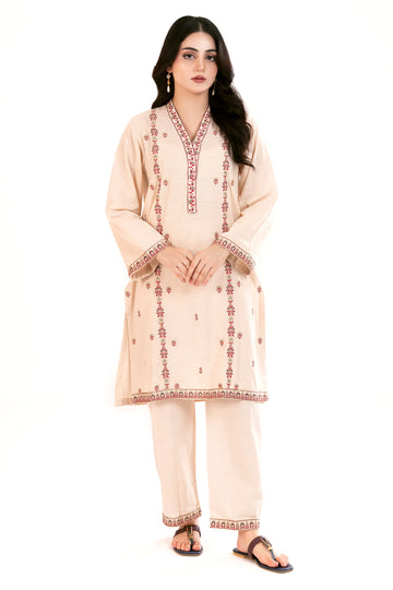 Beige Embroidered 2PC