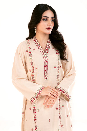 Beige Embroidered 2PC