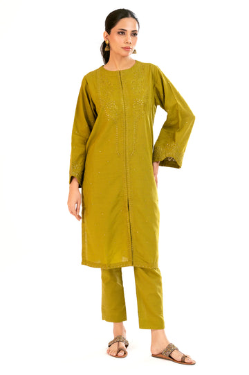 Olive Embroidered 2PC