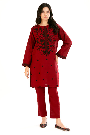 Maroon Embroidered 2PC