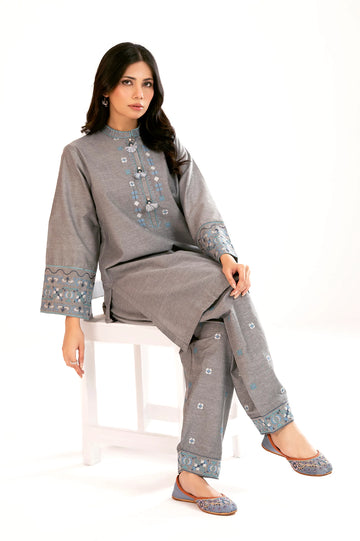Grey Embroidered 2PC