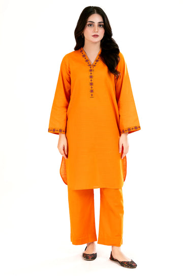 Orange Block Printed 2PC