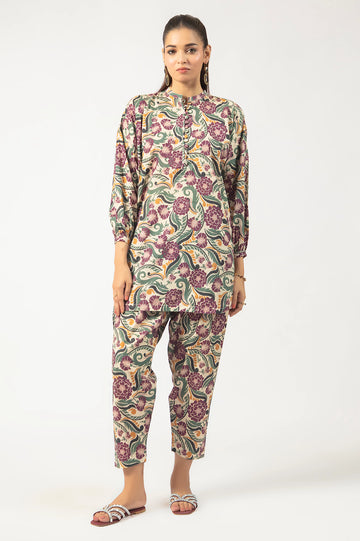 Beige Printed 2PC