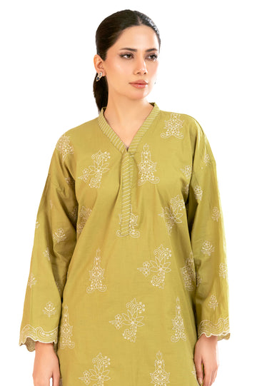 Olive Embroidered 2PC