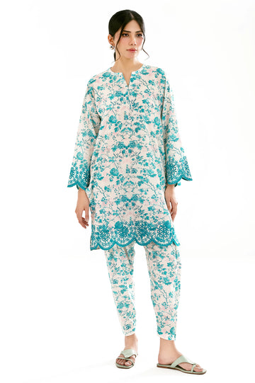 Sea Green Embroidered 2PC
