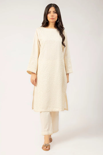 Beige Embroidered 2PC
