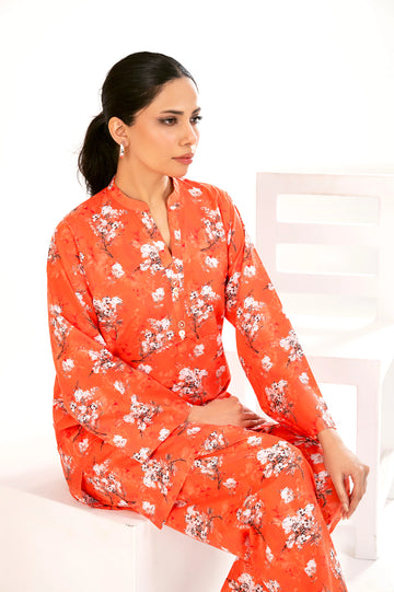 Peach Printed 2PC