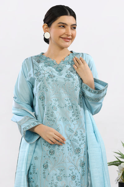 3PC Embroidered Sky Blue Suit From Diners 3PC Embroidered Sky Blue Suit From Diners