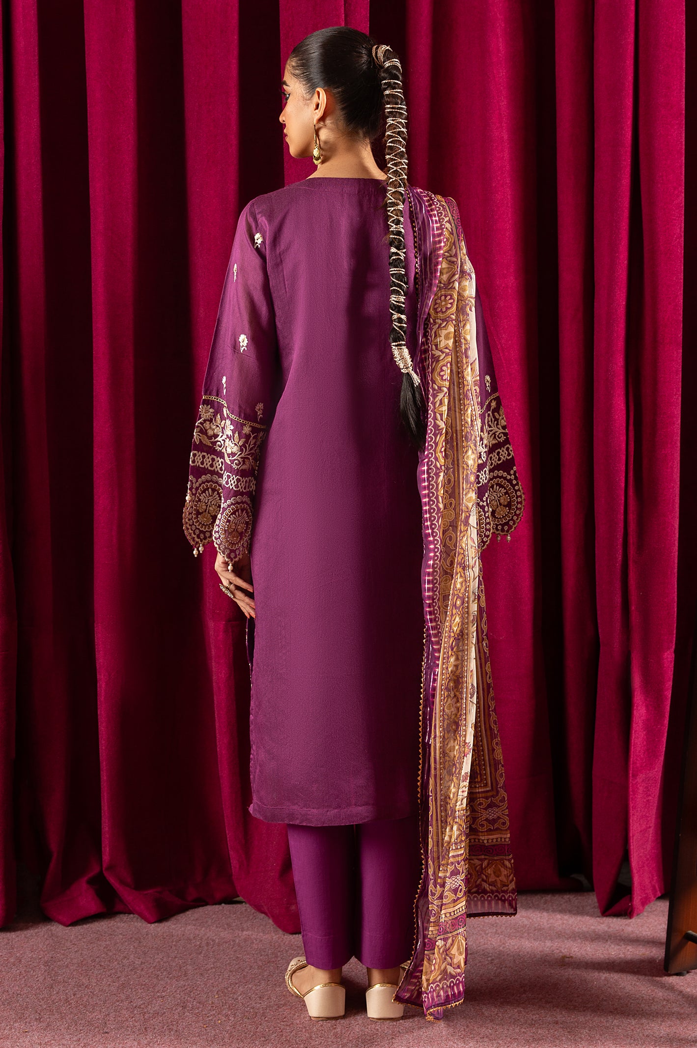 3PC Purple Embroidered Suit From Diners