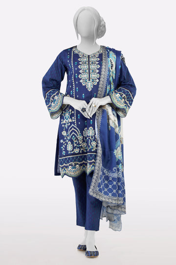 Navy Printed Embroidered 3PC From Sohaye By Diners