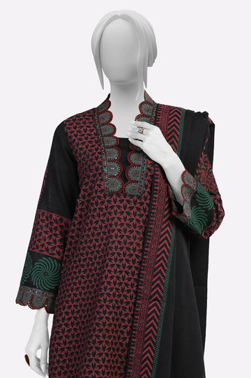 Black Block Printed 3PC From Sohaye By Diners
