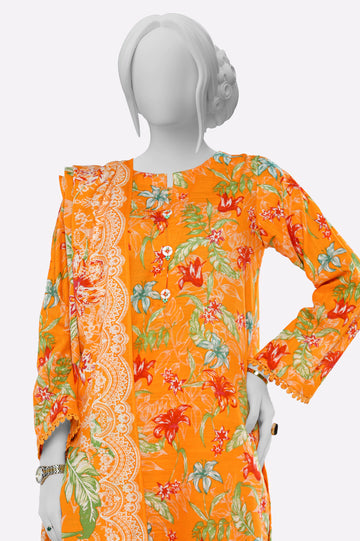 Orange Printed 3PC From Sohaye By Diners