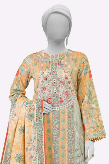 Mustard Printed 3PC From Sohaye By Diners