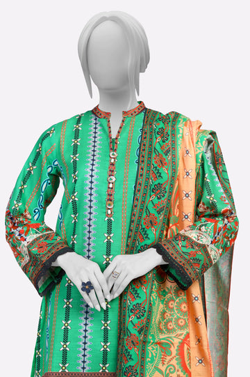 Green Printed 3PC From Sohaye By Diners