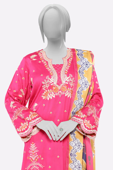 Pink Embroidered 3PC From Sohaye By Diners