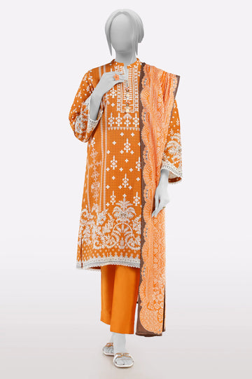 Orange Printed 3PC From Sohaye By Diners