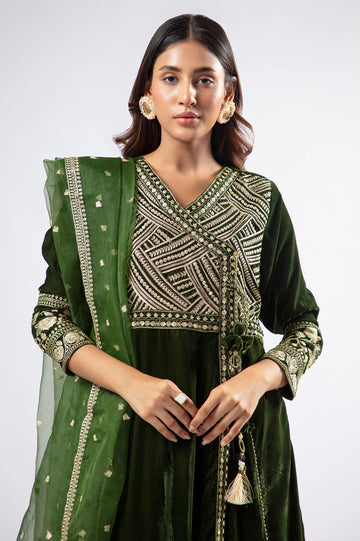 Olive Embroidered 3PC