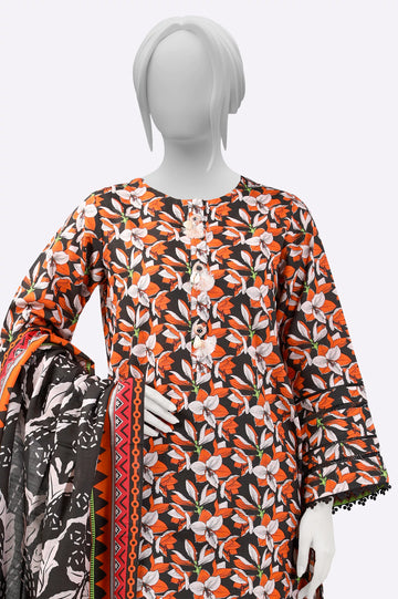 Orange Printed 3PC From Sohaye By Diners
