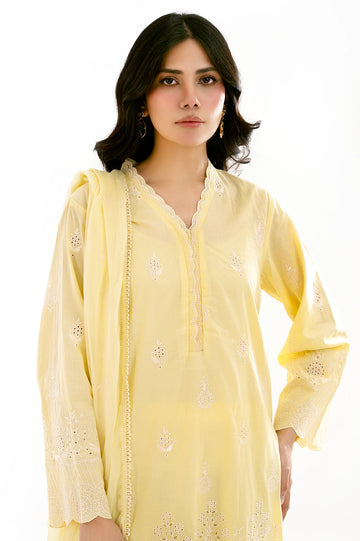 Yellow Embroidered 3PC