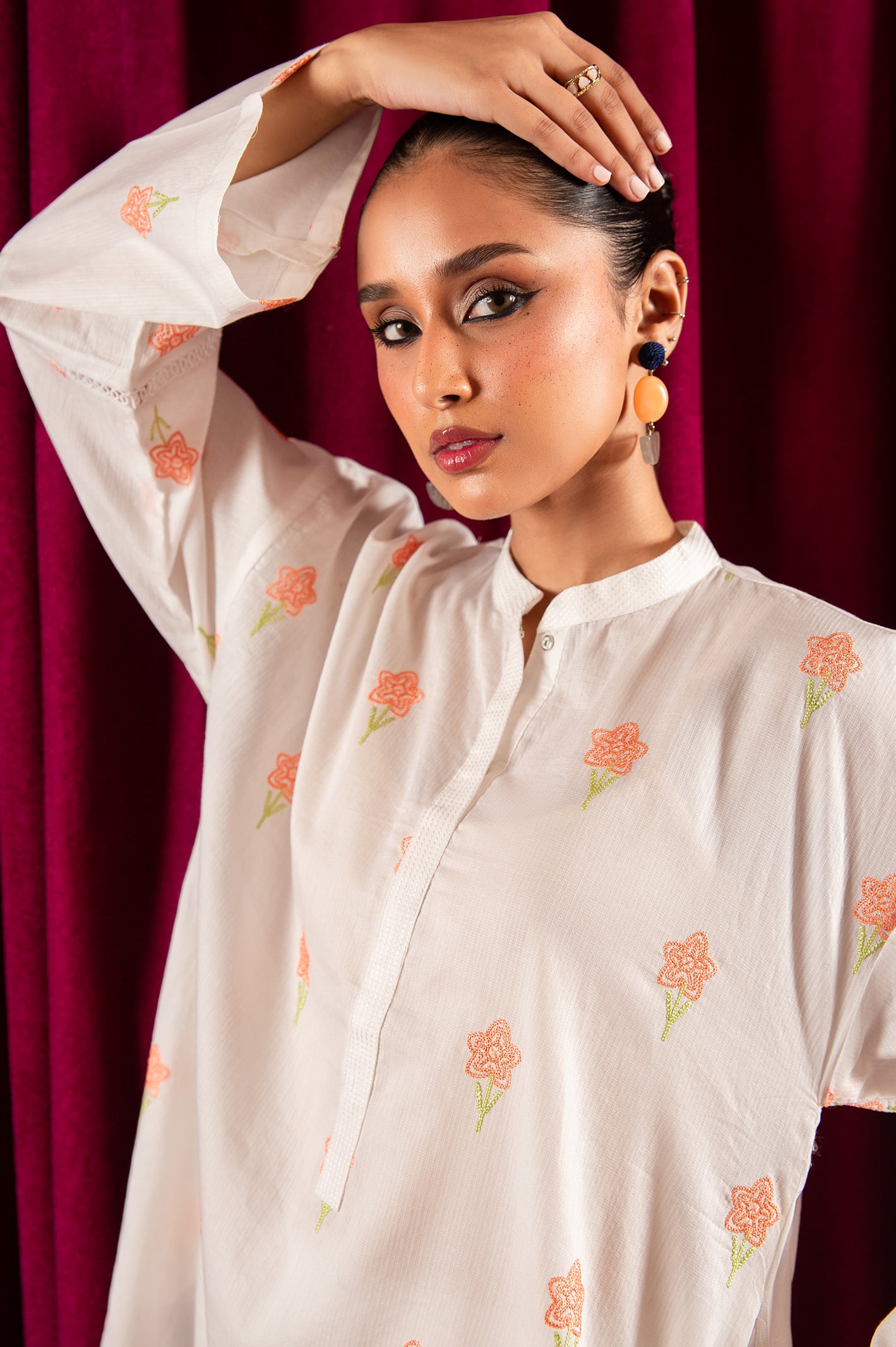Dobby Embroidered Kurti From Diners