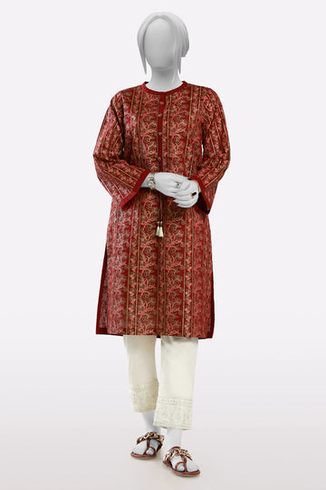 Maroon Block Printed Kurti From Sohaye By Diners