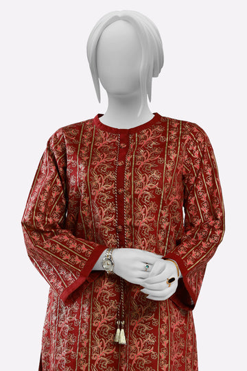 Maroon Block Printed Kurti From Sohaye By Diners