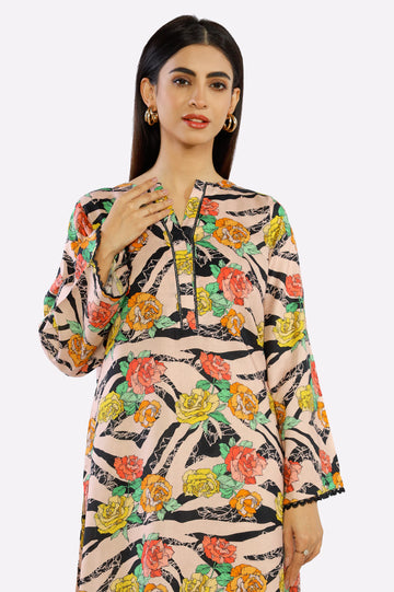 Peach Printed Kurti From Sohaye By Diners