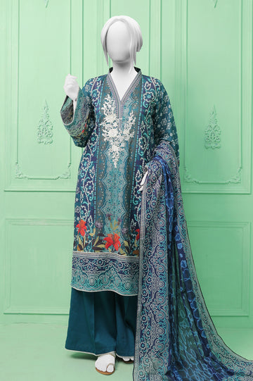 3PC Unstitched Embroidered Printed Suit From Diners
