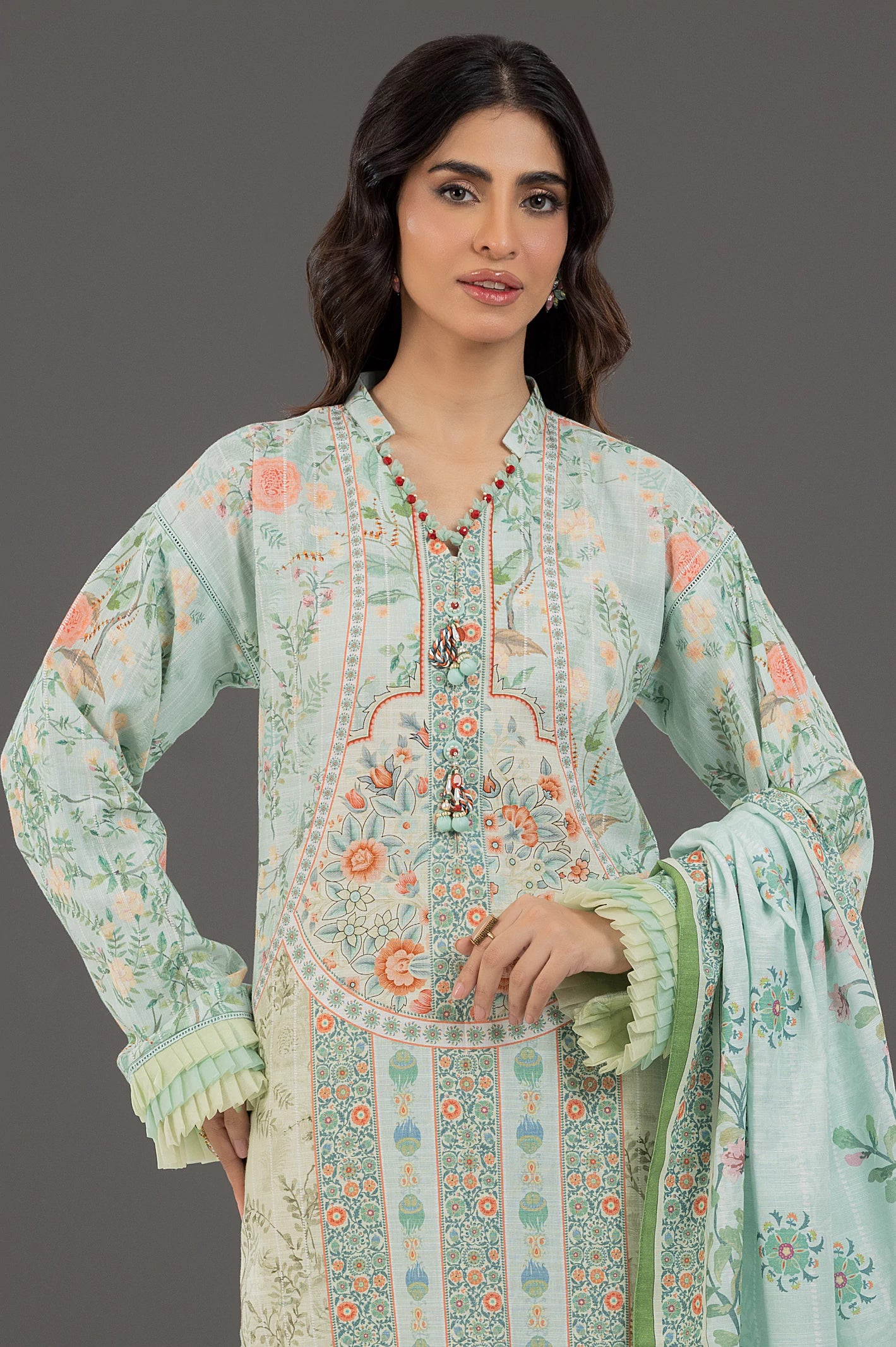 Khaddar Printed 3PC Unstitched Suit From Diners